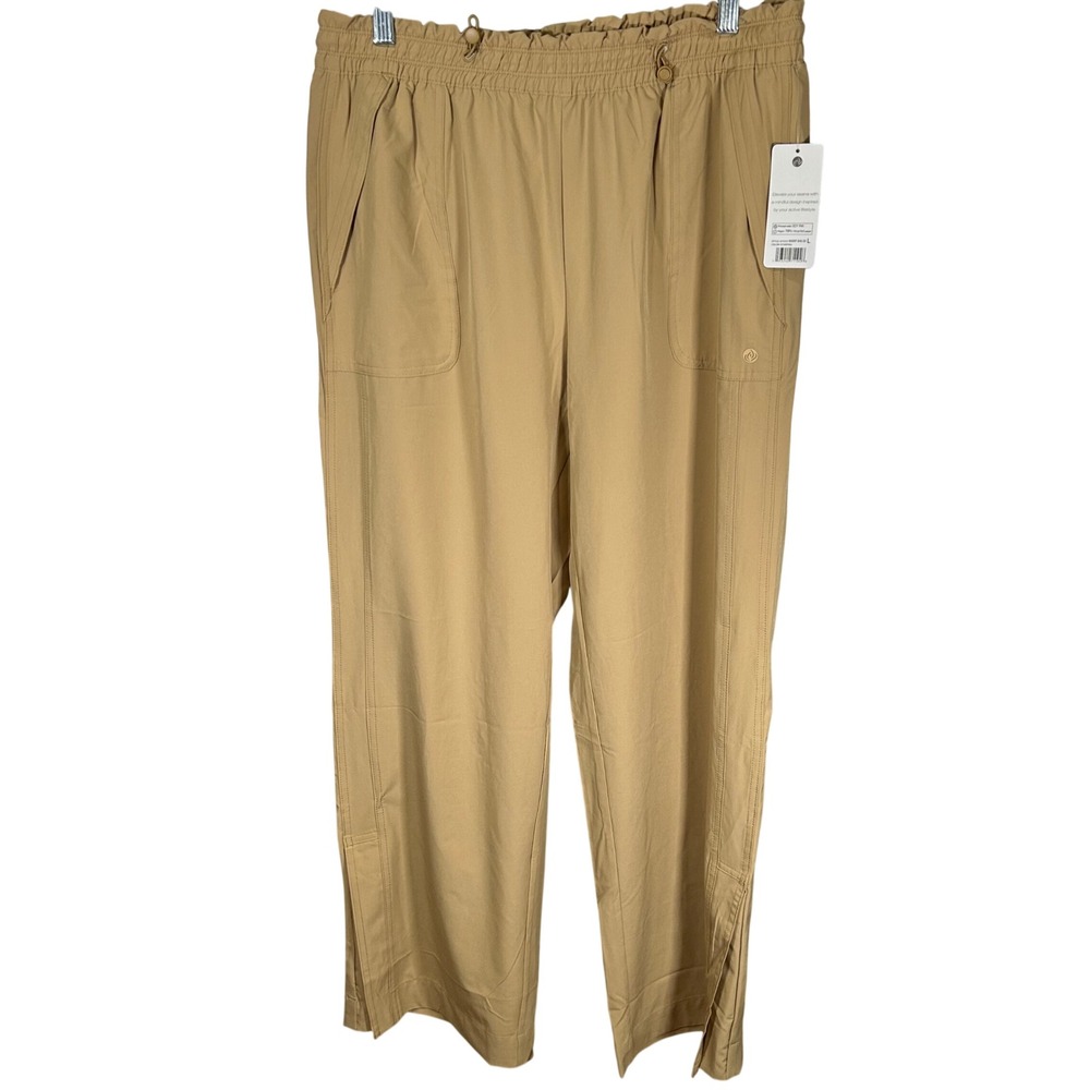 Apana Yoga Lifestyle Starfish Tan Elastic Waist Pants AF5312 Womens Large NWT